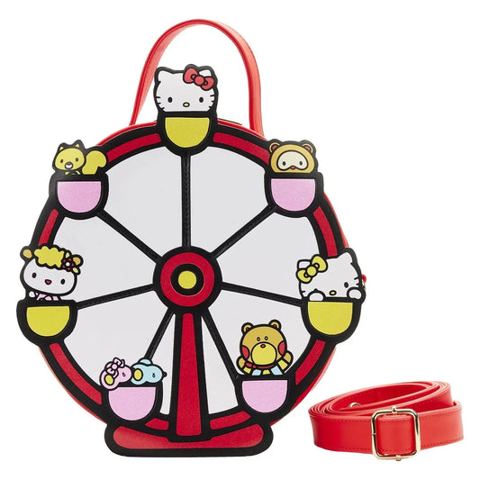 Hello Kitty-themed bag with a wheel design on a white background
