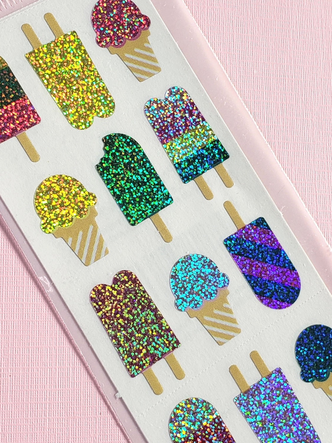 Mrs Grossman's Pops and cones sparkly ice cream stickers closeup