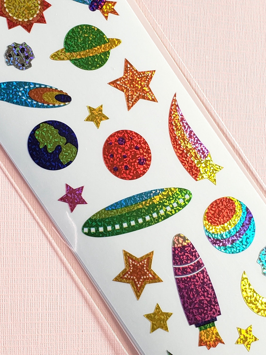 Mrs Grossman's Sparkly Space stickers closeup