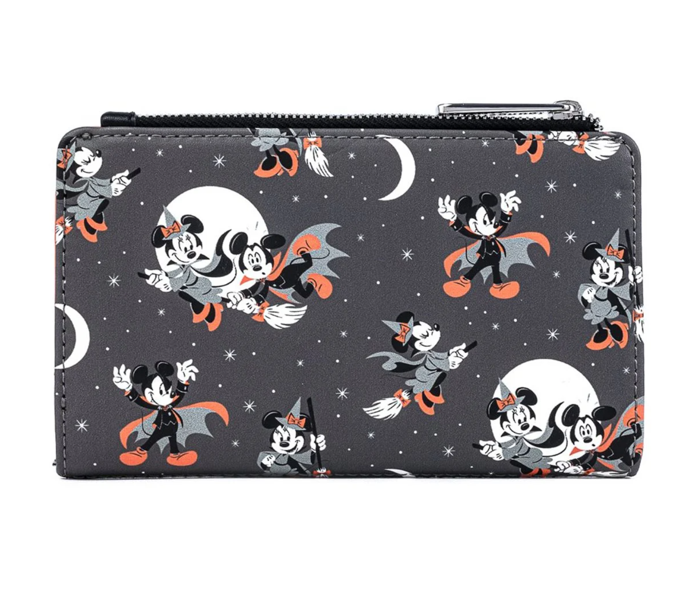 Disney Halloween Mickey and Minnie Grey AOP Flap Wallet