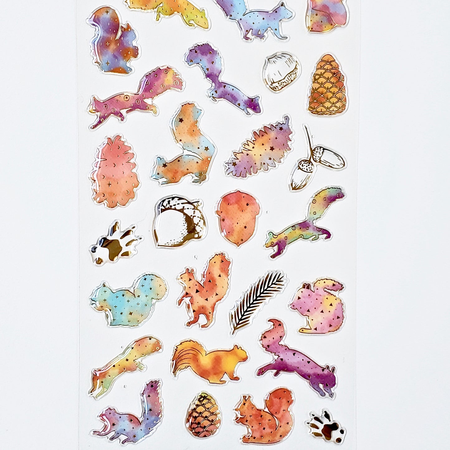 Nekoni Stickers: Crystal Gel Squirrels