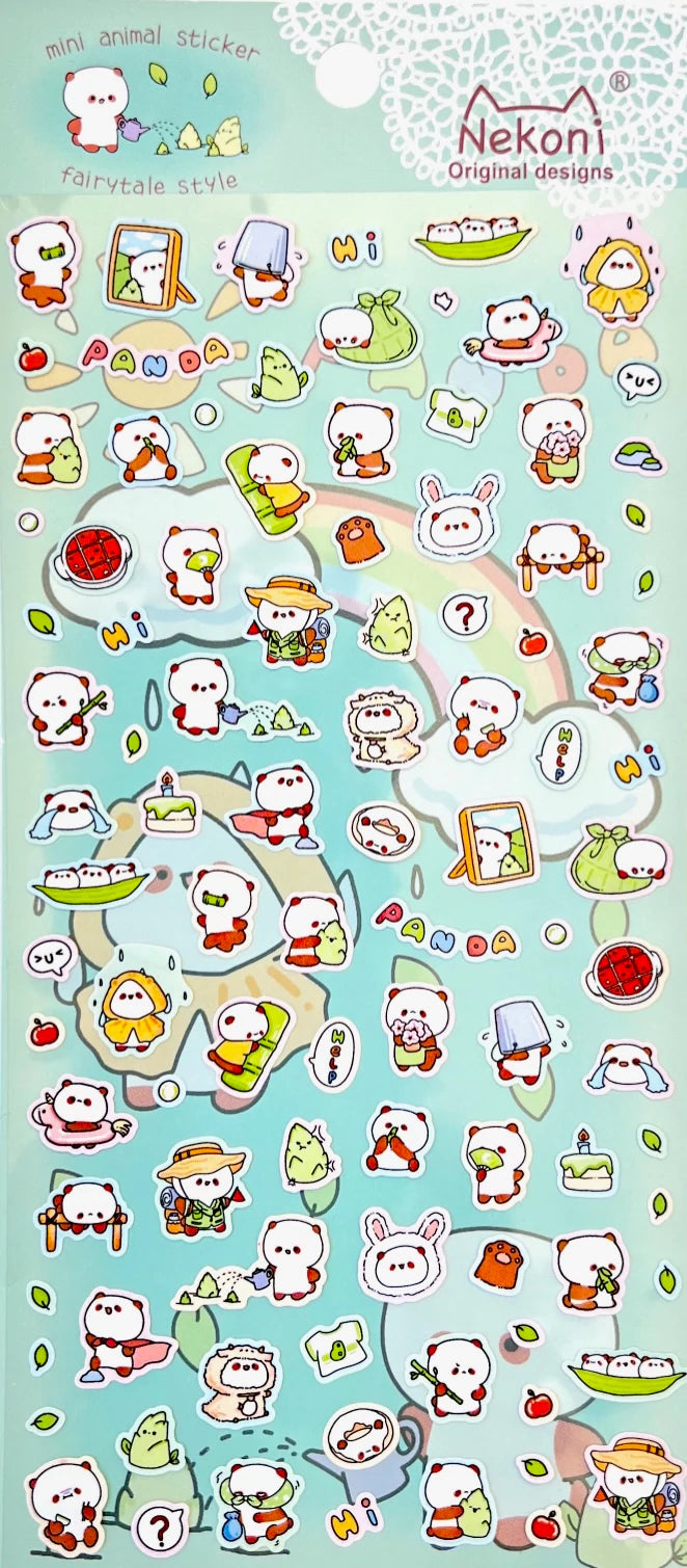 Nekoni Stickers: Mini Pandas