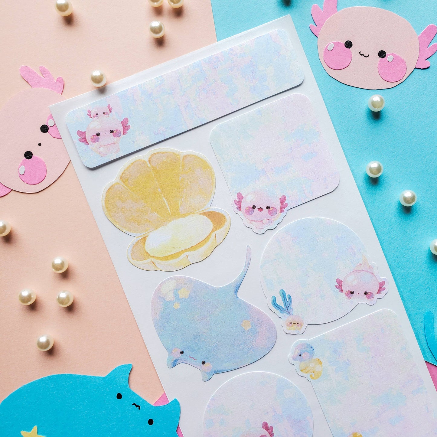 Adorable Axolotl Labels Sticker Sheet