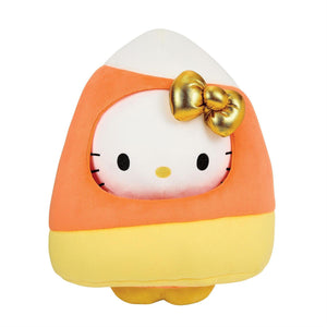 hello kitty dressed as candy corn with gold bow front view