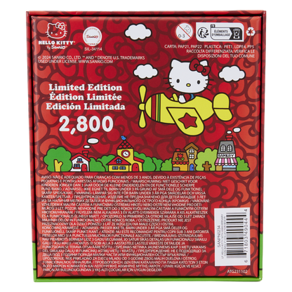 view of back of hello kitty 50th anniversary collector box with limited edition number