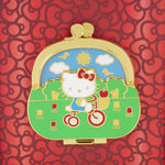 Front view of Hello Kitty 50th Anniversary Coin Collector Pin