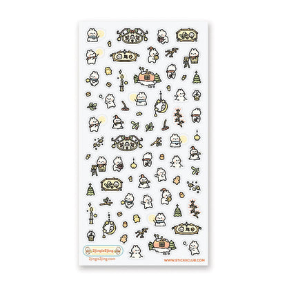 Sheet of decorative stickers with various designs on a white background