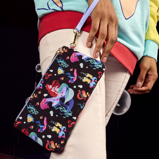 Disney The Little Mermaid 35th Anniversary All Over Print Zipper Pouch Wristlet