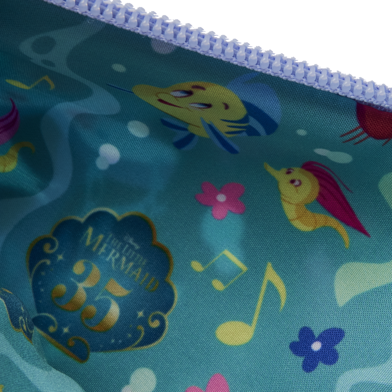 Disney The Little Mermaid 35th Anniversary All Over Print Zipper Pouch Wristlet
