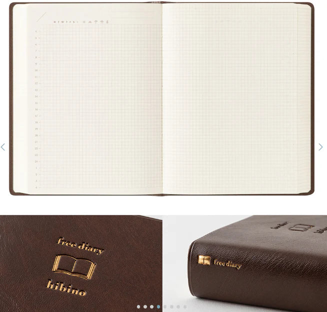 MIDORI Hibino Free Undated Diary A6 Brown