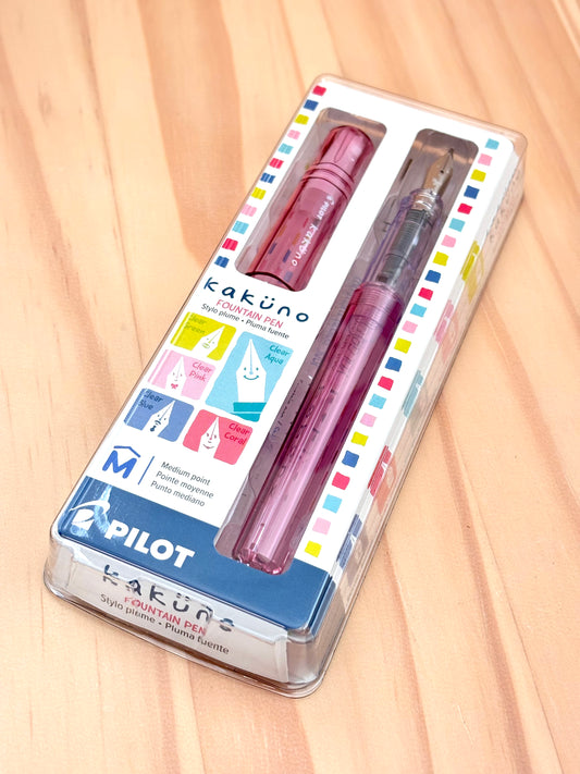 Kakuno Fountain Pen Medium Nib: Transparent Pink