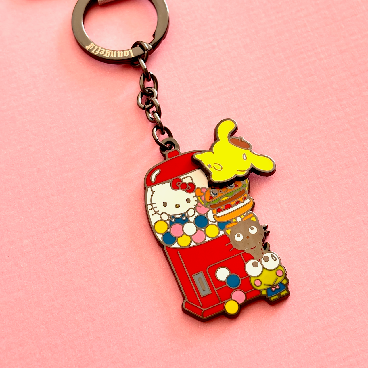 Sanrio Hello Kitty Bubblegum Machine Enamel Keychain