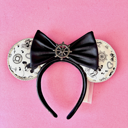 Disney Steamboat Willie Minnie Mouse Ears Bow Headband