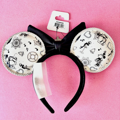 Disney Steamboat Willie Minnie Mouse Ears Bow Headband