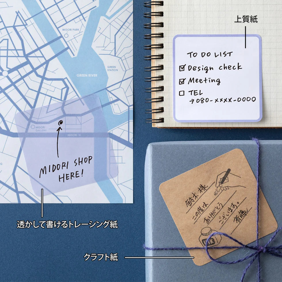 Notebook with map, to-do list, and decorative tag on a blue background