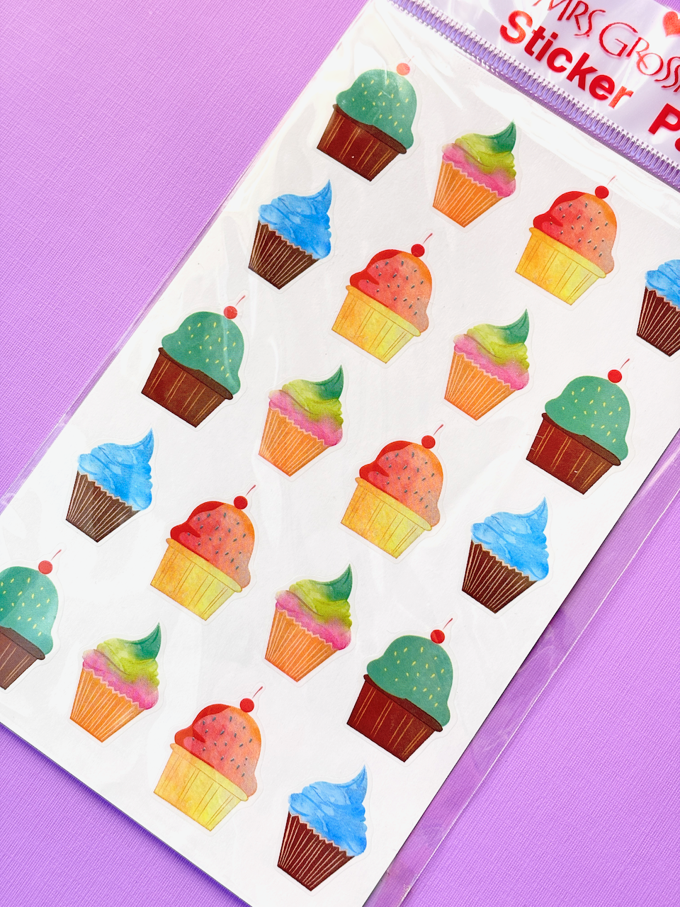 Mrs. Grossman's Stickers: Watercolor Cupcake