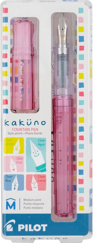 Kakuno Fountain Pen Medium Nib: Transparent Pink