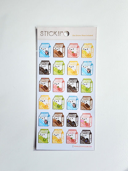 Kawaii Milk Sticker Sheet