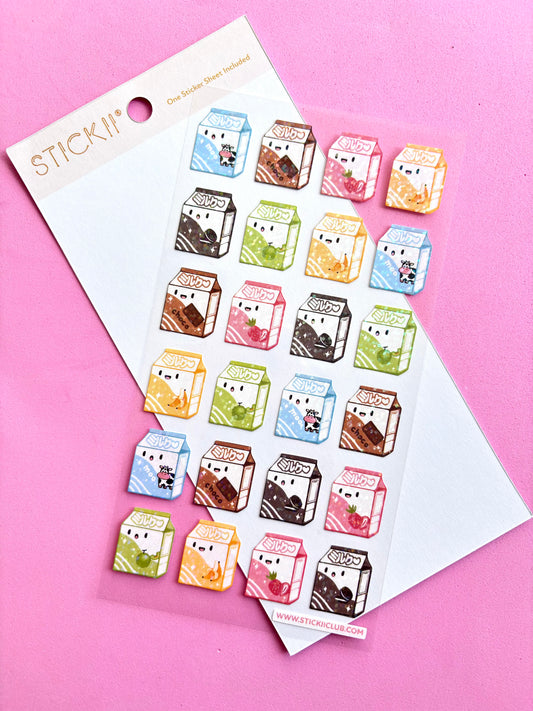 Kawaii Milk Sticker Sheet