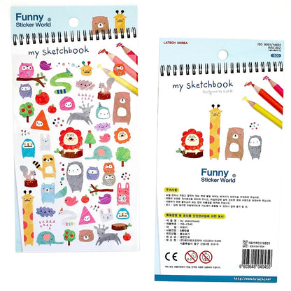 full view Funny Sticker World My Sketchbook front and back view