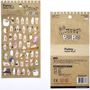 full view Funny Sticker World Popo Rabbit Puffy Stickers