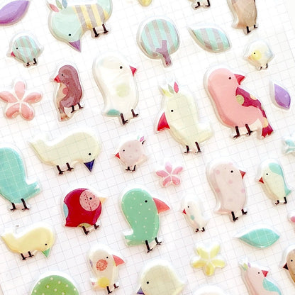 Cute Korean Stickers | Funny Sticker World: A Little Bird Puffy Stickers