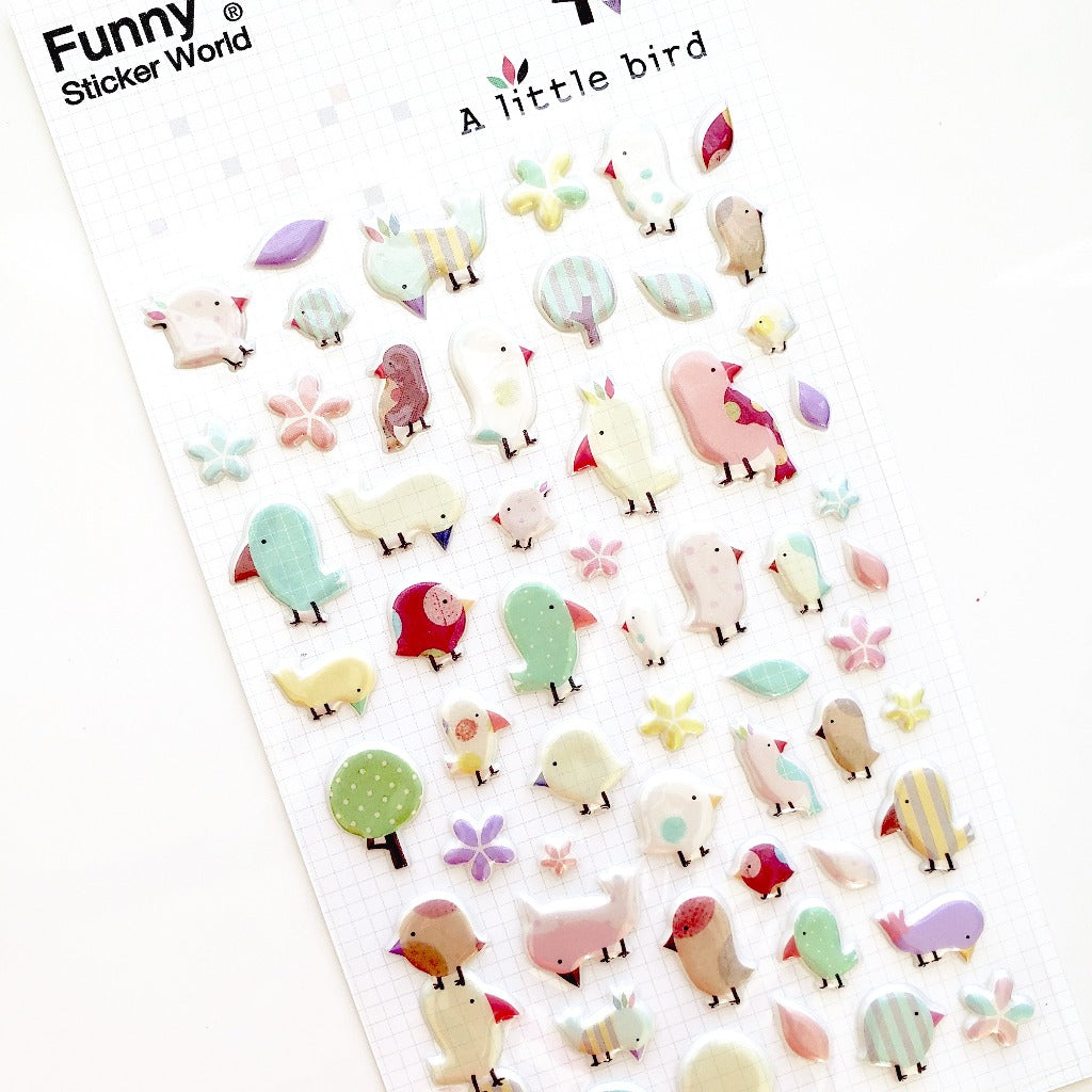 Cute Korean Stickers | Funny Sticker World: A Little Bird Puffy Stickers