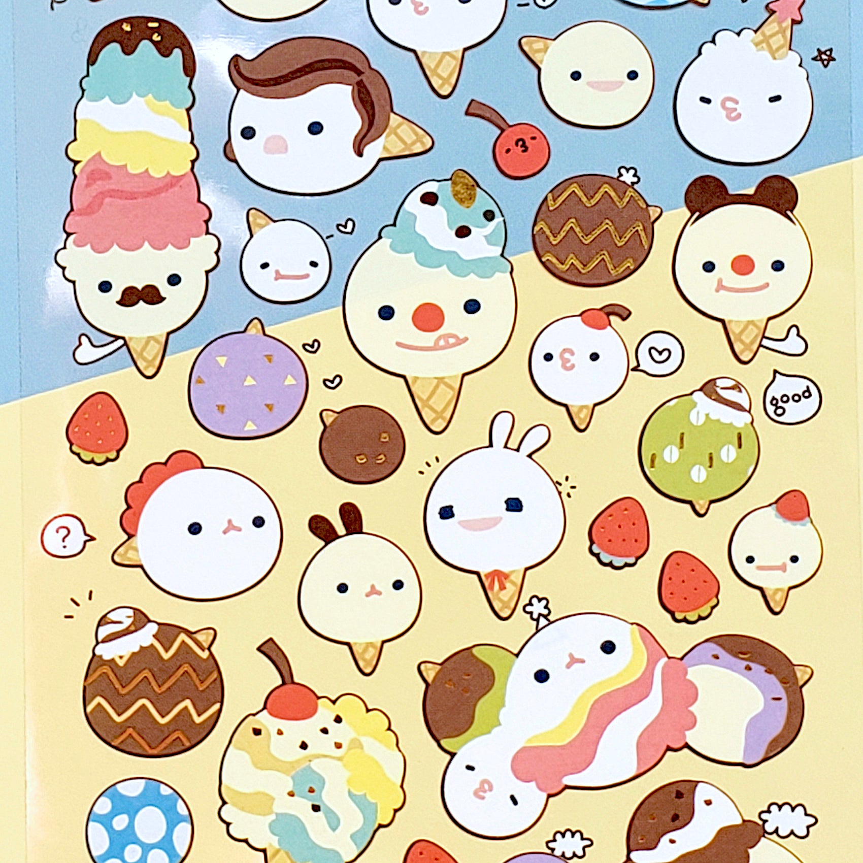 closeup of cute korean stickers suatelier ice cream matte stickers