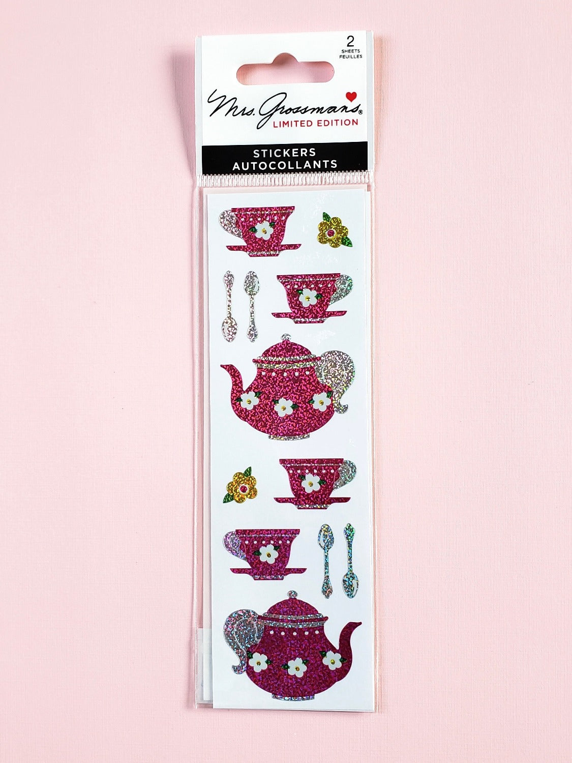 Mrs Grossman's sparkly stickers limited edition tea set