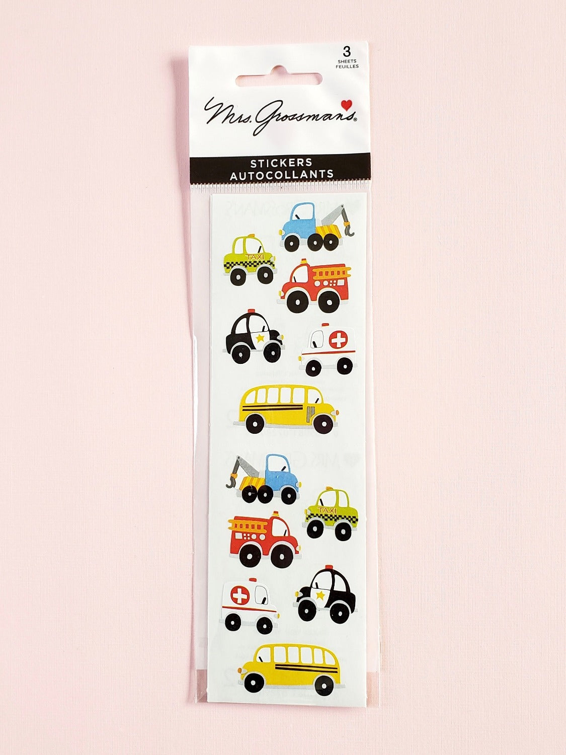 Mrs Grossman's stickers chubby work vehicles police car fire truck stickers