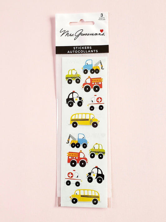 Mrs Grossman's stickers chubby work vehicles police car fire truck stickers