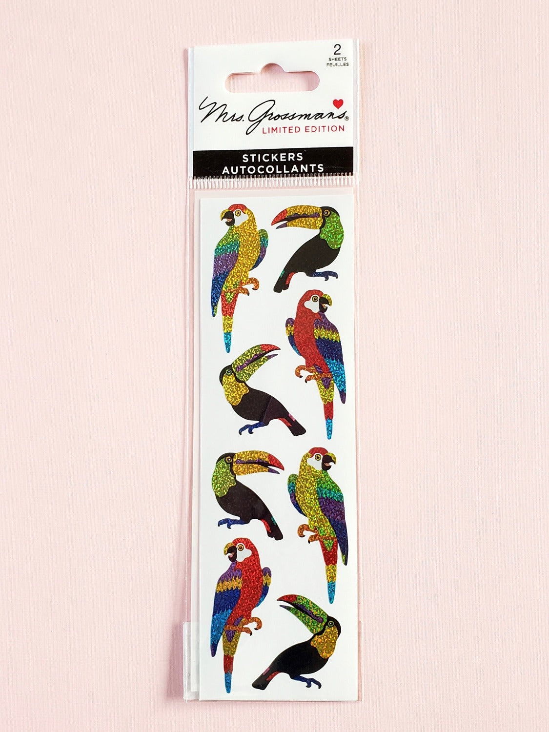 Mrs Grossman's Limited Edition Tropical Birds Toucans Parrots stickers