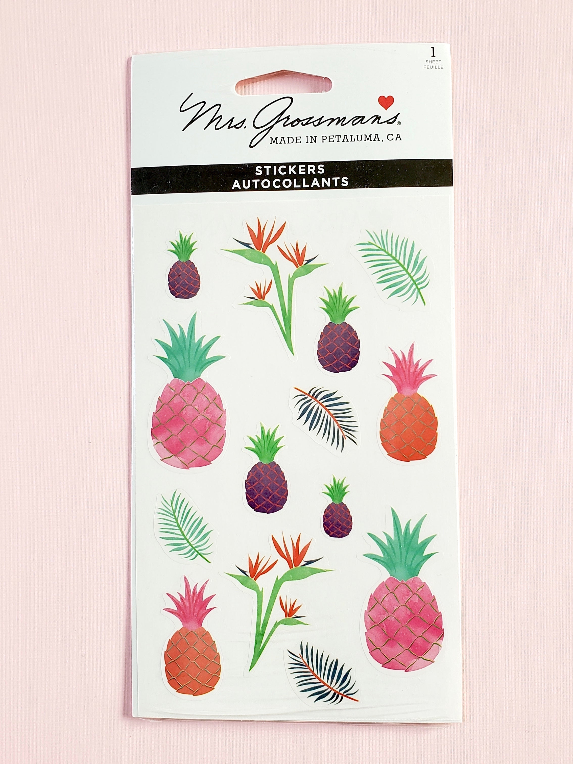 Mrs Grossman's watercolor pineapple stickers