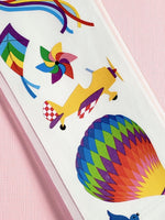 Mrs Grossman's Flying Away hot air ballon, plan, kite, pinwheel stickers closeup