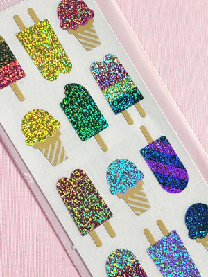 Mrs Grossman's Pops and cones sparkly ice cream stickers closeup