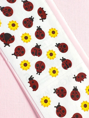 Mrs Grossman's ladybugs & flowers stickers closeup