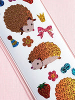 Mrs Grosslman's sweet hedgehog sparkly stickers closeup