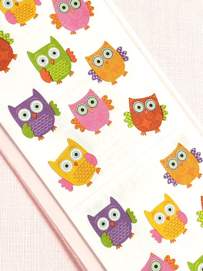 Mrs Grossman's forest owls stickers closeup