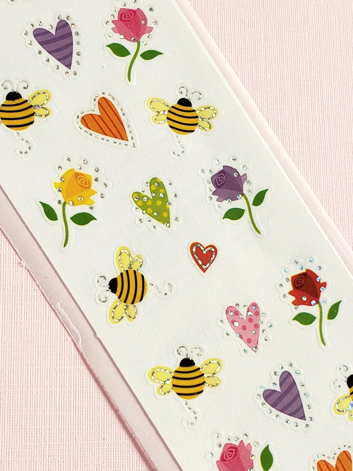 Mrs Grossman's petite hearts & bees stickers closeup