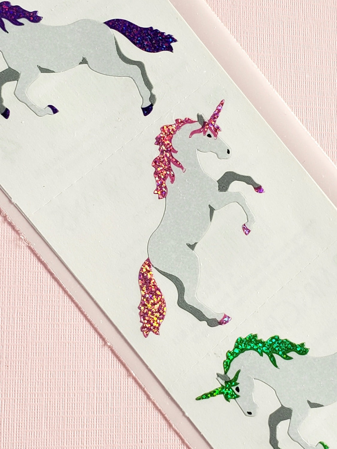 Mrs Grossman's sparkly unicorn stickers closeup