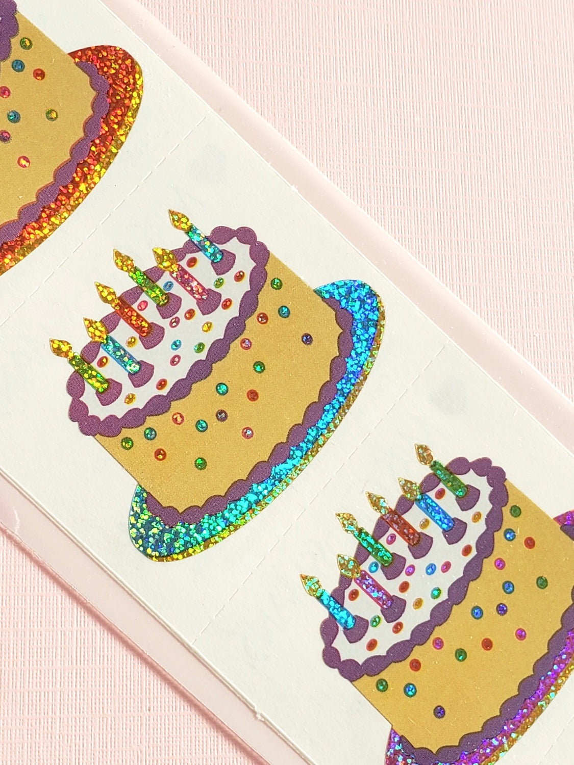 Mrs Grossman's sparkly birthday cake stickers closeup