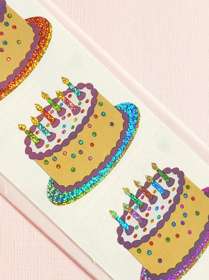 Mrs Grossman's sparkly birthday cake stickers closeup