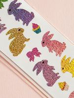 Mrs Grossman's sparkly pastel bunnies sticker closeup