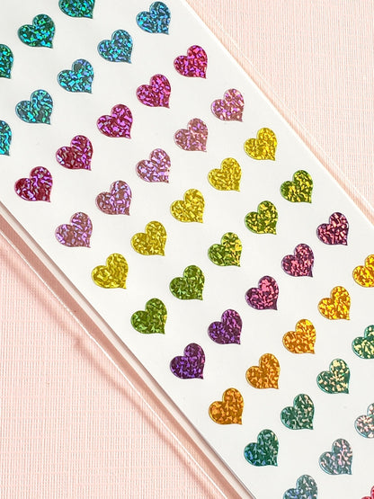 Mrs Grossman's sparkly pastel micro heart stickers closeup