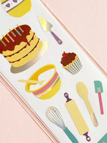 Mrs Grossman's shiny pastry themed stickers closeup