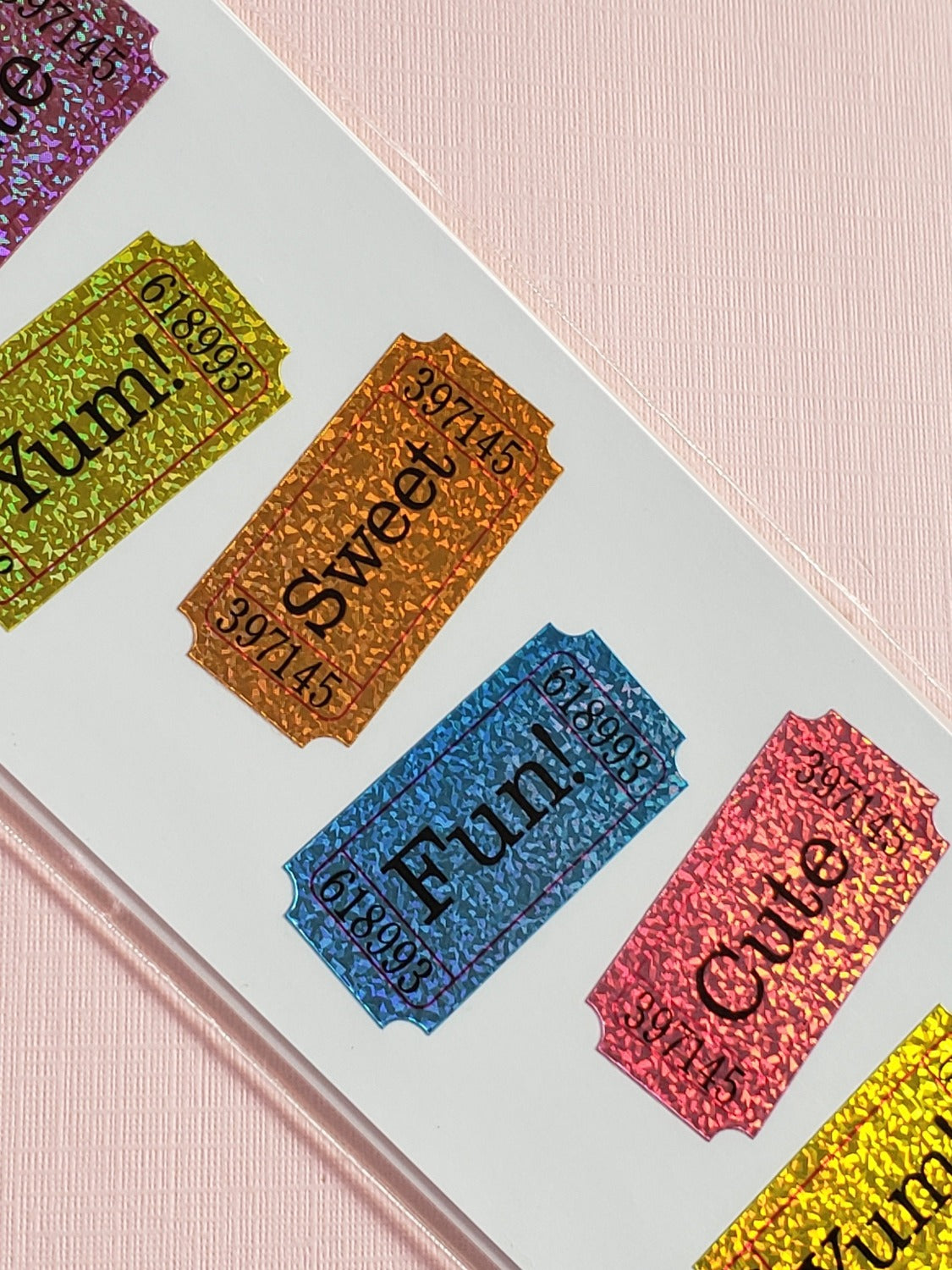 Mrs Grossman's ticket to fun sparkly stickers closeup