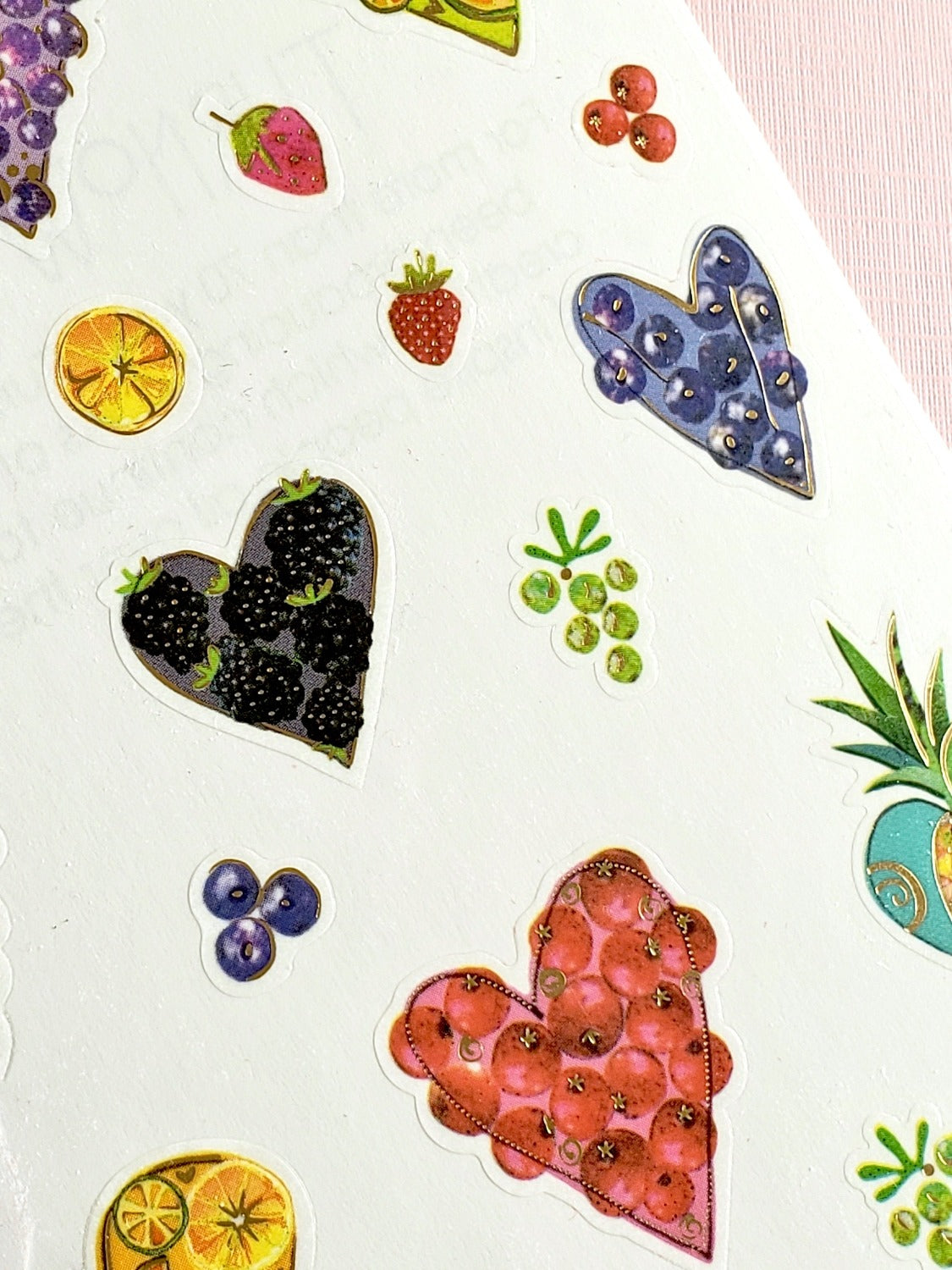 Mrs Grossman's Fruitful Hearts foil details closeup