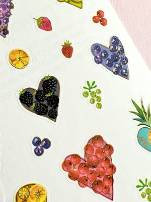 Mrs Grossman's Fruitful Hearts foil details closeup