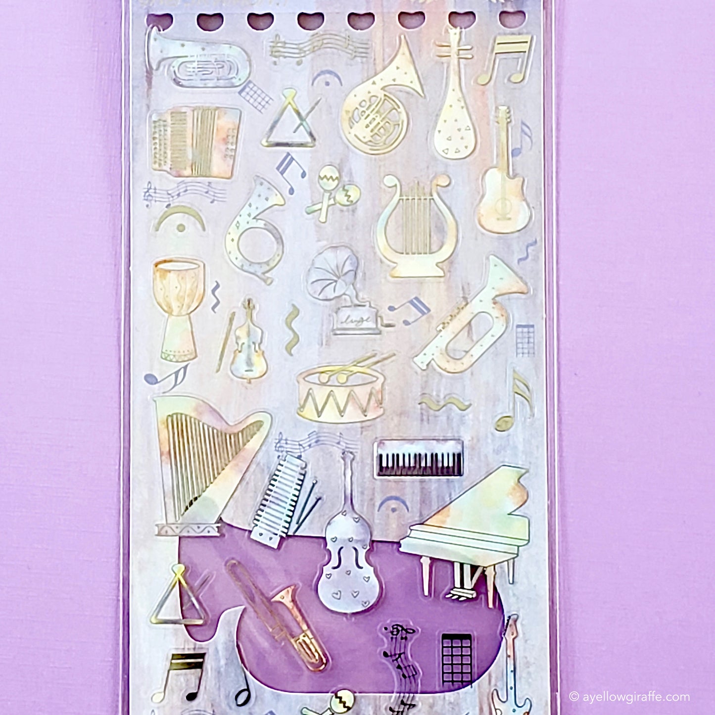 japanese stickers musical instruments closeup