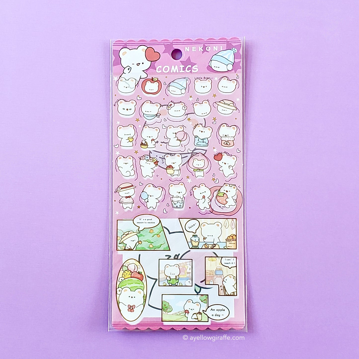 nekoni japanese stickers comics bear love